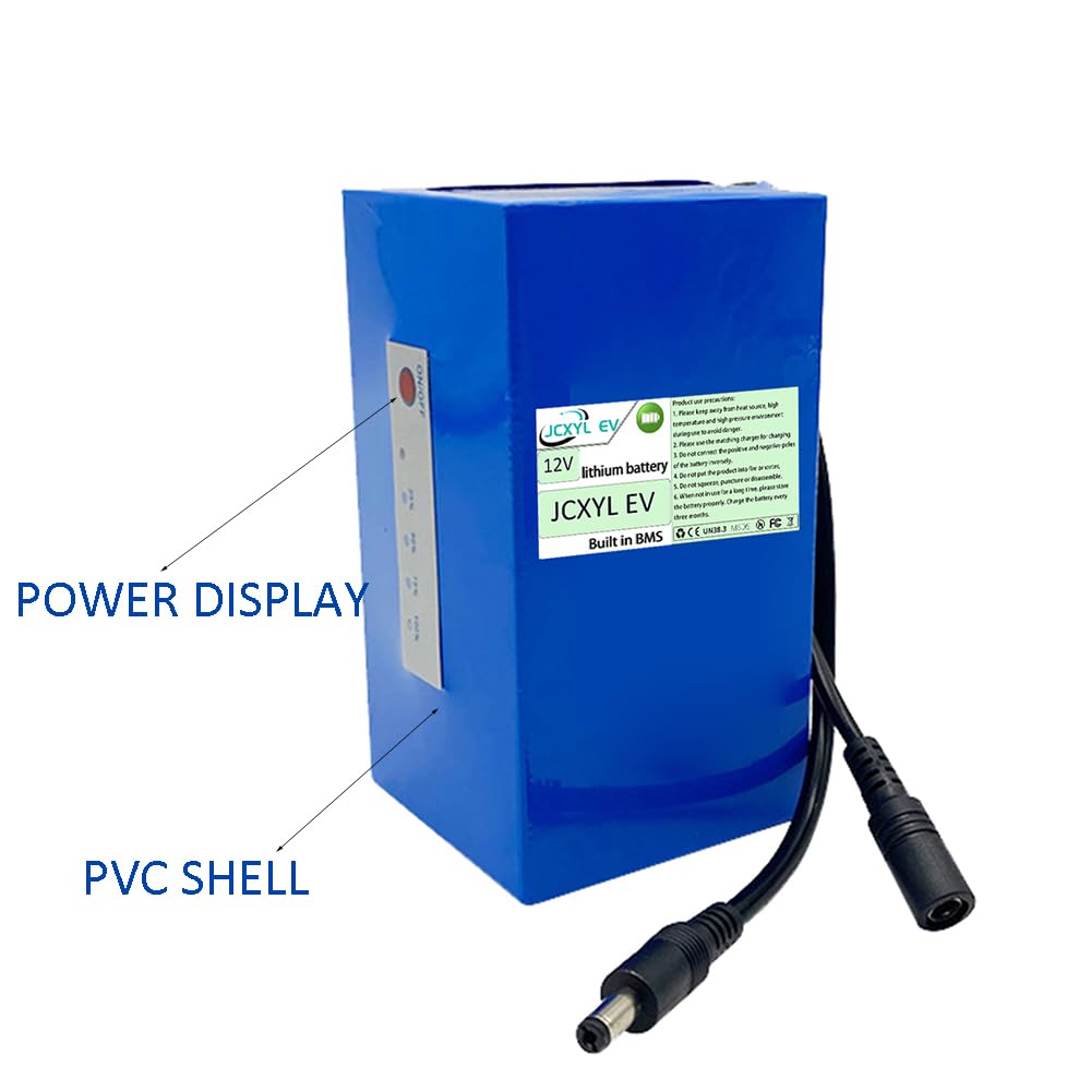 Pacco di batterie al Litio Ricaricabili da 12 V 20000 mAh 30000 mAh, Batteria al Litio ad Alta capacità da 12 Volt per Altoparlante Portatile, lampione Solare