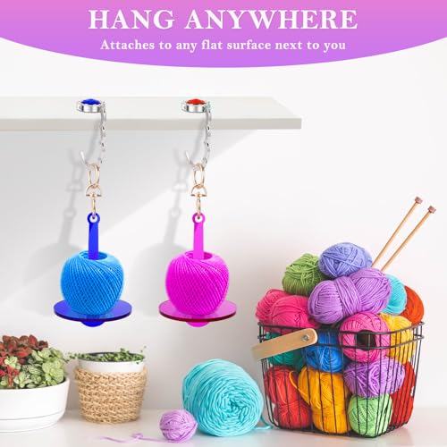 Image of 2 Pack Portable Wrist Yarn Holder, Crochet Holder,with 2 Replace Wrist Strap and MINI Screwdriver, Hanging Yarn Spinner for Crocheting and Knitting,Knitting Gift for Craft Lovers(Blue+Red)