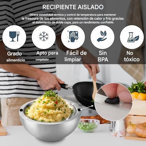 Bol para enfriar ensaladas en acero inoxidable de doble capa térmica para buffets 3
