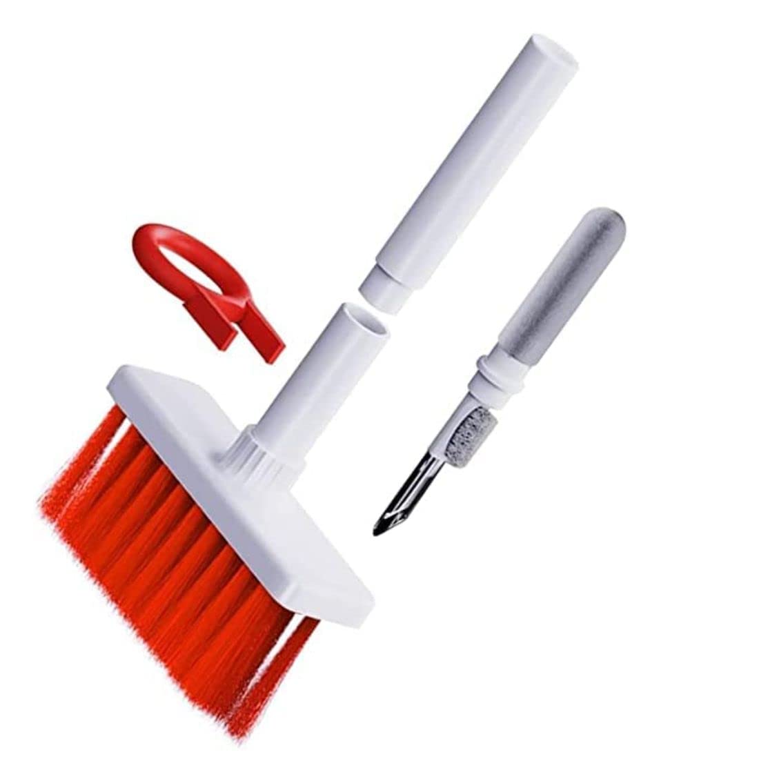 Barrot Plastic Premium 5 in 1 Cleaning Brush for Devices Soft Nylon Bristles (White & Red)