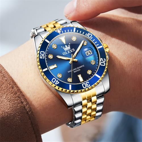 Image of OLEVS Watch for Men Stainless Steel Quartz Business Dress Diamond Large Dial Waterproof Mens Watches with Date Wrist Watch