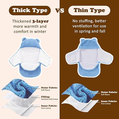 Image of AiWMGL Baby Winter Fleece Swaddle Blanket Boys Girls Warm Soft Plush Sacks Adjustable 3-6 Months Newborn Swaddling Wrap