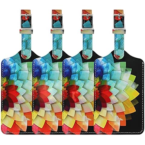 4 Pack Luggage Tag for Suitcases TSA Approved, Leather Suitcase Tags Identifiers, Cute Bag Name Travel Tags ID Labels for Women Men Cruise Airport Luggage Travel Essentials by Sodsay Cover