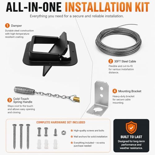 Anrain Chimney Damper Kit 13"x13",Double Seal Air Tight Damper Kit for Wood Burning Masonry Fireplaces,Heat Resistant Aluminum Fireplace Damper,Energy Efficient,Rust Rain Resistant by Anrain - Used condition - Image 7