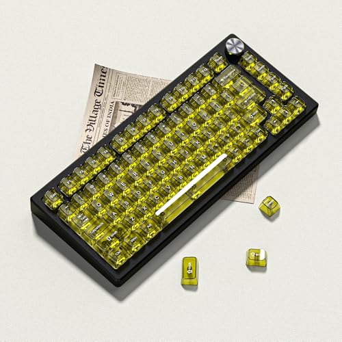 Image of dagaladoo Dark Yellow Clear keycaps for Mechanical Keyboard,Transparent MDA keycaps 60 75 100 Percent,Ceramic Jelly Key caps Set,Shine Through Key caps for Mx Switches Mechanical Keyboard(115key)