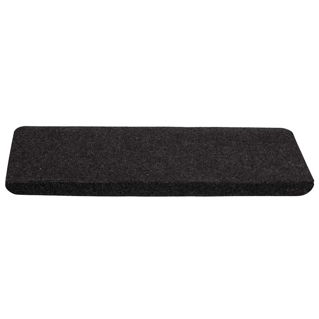 vidaXL Tapis d'Escalier Auto-adhésifs 15 pcs, Protections d'Escalier Antidérapantes, Moquettes de Marches, Couvre-marches, 65x24,5x3,5 cm Noir