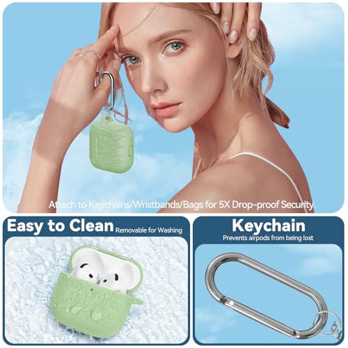 Image of for Airpods 4 Case with Magnetic Lid, Ekoonpft Flower Engraved Cases for Apple AirPods 4th Generation 2024, Soft Silicone Cover for Women Girly with Cleaning Kit & Keychain, Shockproof