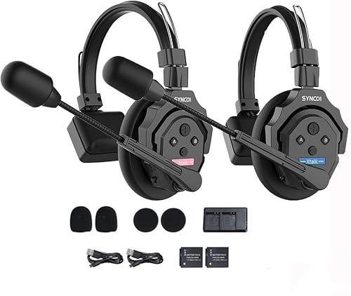 SYNCO XTALK X2 Wireless Intercom Headset System 2.4GHz Full Duplex Wireless Communication System 24H 350M para producción de películas con vigilancia en tiempo real, intercomunicación en equipo