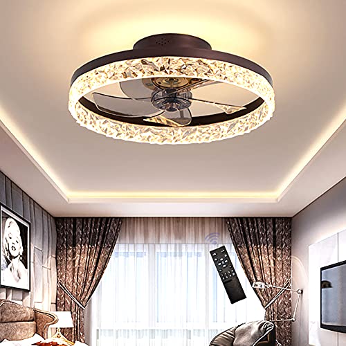 LED Deckenventilator Mit Beleuchtung, Leise Kristall Ventilator Kronleuchte Mit Fernbedienung Dimmen Timing Fan Deckenleuchte, 30W Moderne Fan Deckenlampe Für Kinderzimmer Schlafzimmer Wohnzimmer Cover