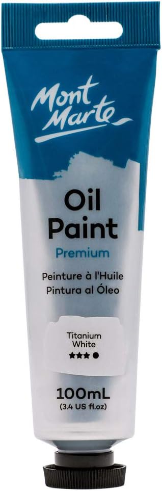 MONT MARTE Oil Paint Premium, 100ml (3.5 US fl.oz) Tube, Titanium White, Heavy Body Paint, Artist Quality, Good Coverage, Excellent Tinting Strength, Ideal for Painting Canvas