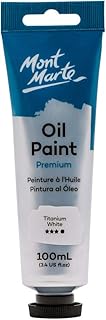 Mont Marte Oil Paint Premium, 3.4 US fl.oz (100ml) Tube,Titanium White, Heavy Body Paint, Artist Quality, Good Coverage, Excellent Tinting Strength, Ideal for Painting Canvas