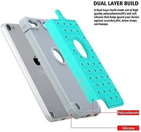 iPod Touch 5 / iPod Touch 6, Touch 5 / Touch 6 Case, Style4U Studded Rhinestone Crystal Bling Hybrid Armor Case Cover for Apple iPod Touch 5 / iPod Touch 6 with 1 Stylus [Mint Green/Grey]