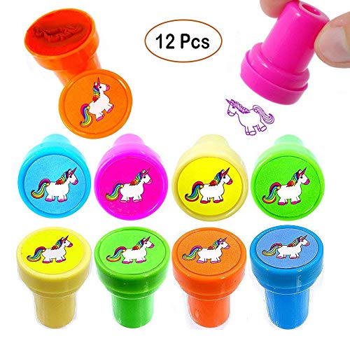 Mattelsen 12 Pcs Sellos de Unicornios con entintado automático para Crear Decoraciones y Manualidades