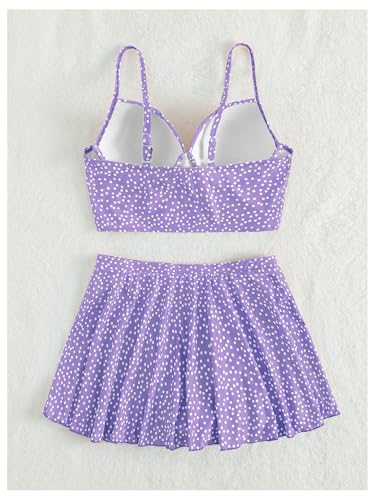 SweatyRocks Women's Polka Dots Bikini Sets High Waisted Swim Skirt and Push Up Bikini Top Bathing Suit4