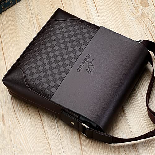 Bolsa de ombro masculina grande capacidade transversal escolar bolsas de couro para homens, Marrom