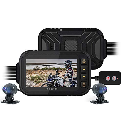 Câmera De Painel De Motocicleta, Tela IPS De 3 Polegadas, Câmera De Painel Dupla 1080P + 720P, Sensor G, Gravação De Loop, Monitoramento De Estacionamento, Controle Com Fio, Máximo De 128 GB