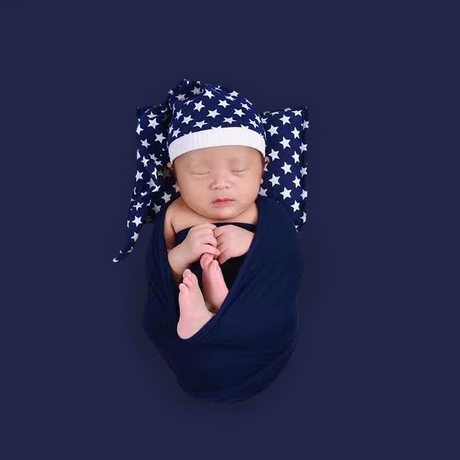 Fotorequisiten für Neugeborene, Baby-Foto-Requisiten, Wickeldecke für Babys, Jungen, Mädchen, Marineblau und Babyblau