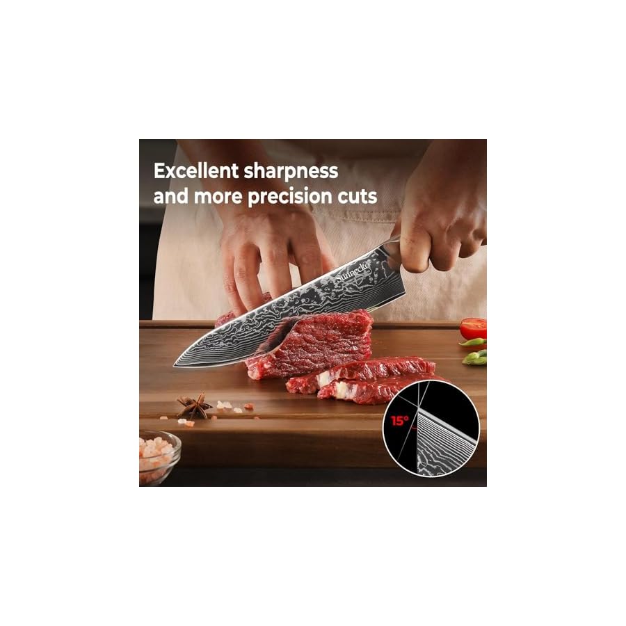 Sunnecko-Damascus-Kitchen-Knife-Set-Sharp-Kitchen-Knife-Set-of-7pcs-with-Japanese-Damascus-Steel-VG10-Professional-Kitchen-Knife-Block-Set-with-Ergonomic-Black-Handle Sunnecko Damascus Kitchen Knife Set - Sharp Kitchen Knife Set of 7pcs with Japanese Damascus Steel VG10 - Professional Kitchen Knife Block Set with Ergonomic Black Handle