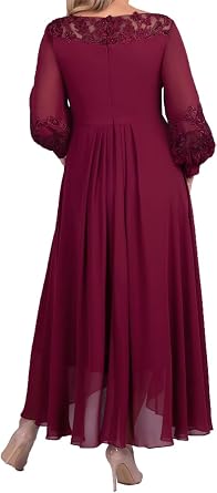 Mother of the Bride Dresses with Sleeves Tea Length High Low Plus Size Mother of the Groom Dresses for Wedding Formal Gown