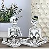 Halloween decorations indoor gothic skeleton couple decor for home office 2 pack small resin skull figurines spooky tabletop sculptures for desk bookshelf haunted house  urban country home decor