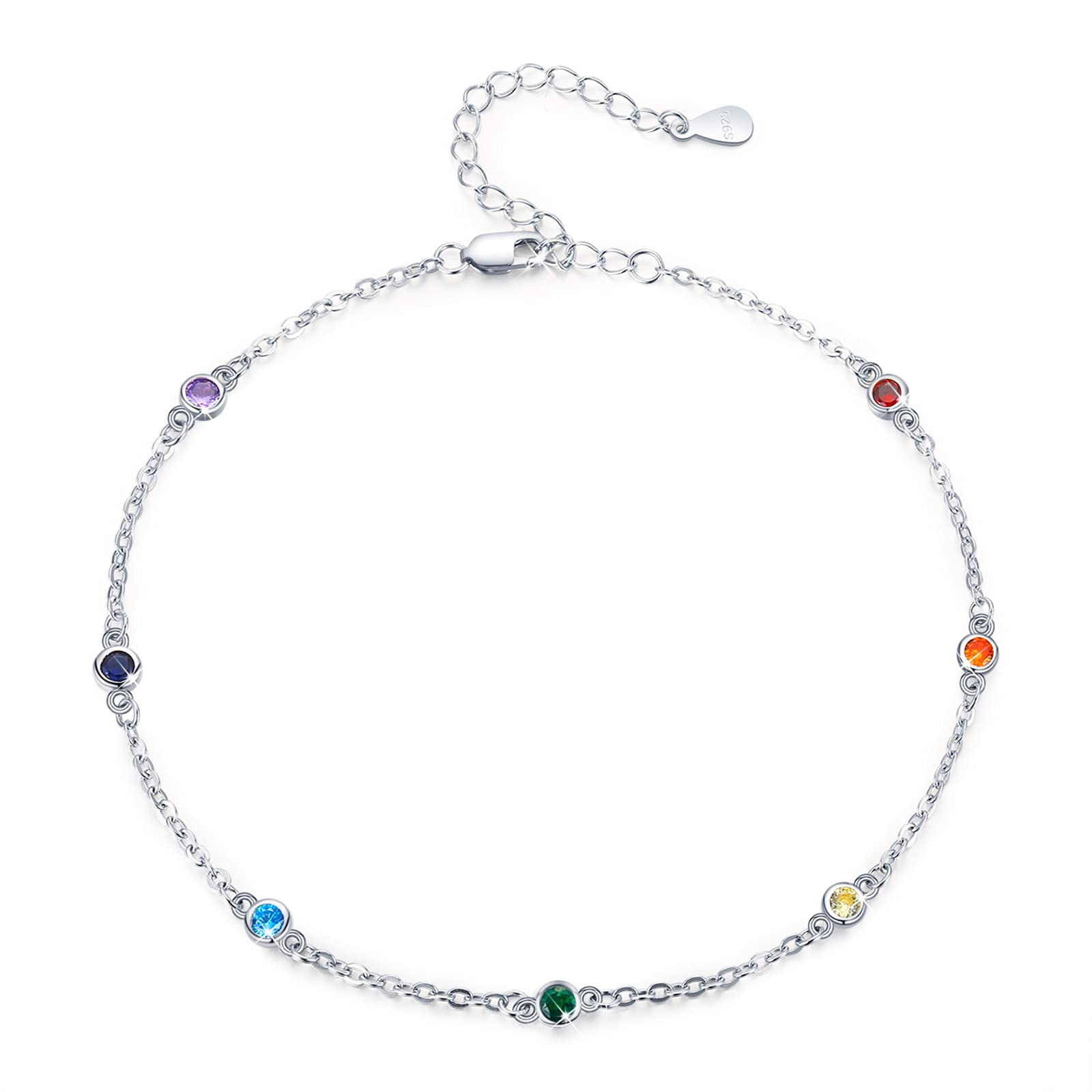 JFASHOP Pulsera de Chakra, pulsera de Yoga de plata de ley 925, joyería de Yoga para mujer, pulsera de 7 Chakras, amuleto, brazalete, regalos para mujeres y niñas