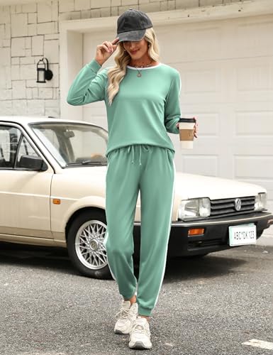 Image of Marvmys Women Long Sleeve Tracksuits Fashion 2 Piece Lounge Set Travel Outfits Jogger Set