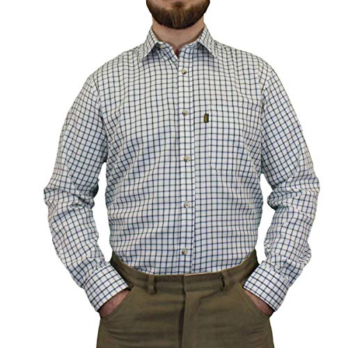 GAME Mens Tattersall Shirt - Green X-Large Green