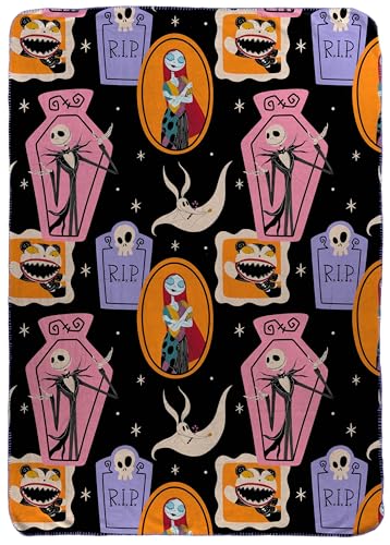 Jay Franco Kids Plush Throw Blanket Soft & Cozy Fleece Throw for Bedroom & Couch Dcor Official Licensed Product Multi - Nightmare Before Christmas 46x60 - Throw Blanket
