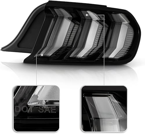 Miniatura 4 de ACANII - Para 2015-2021 Ford Mustang Estilo Euro LED Señal secuencial Tubo Blanco Luces Traseras Luces Traseras Par Izquierdo+Derecho