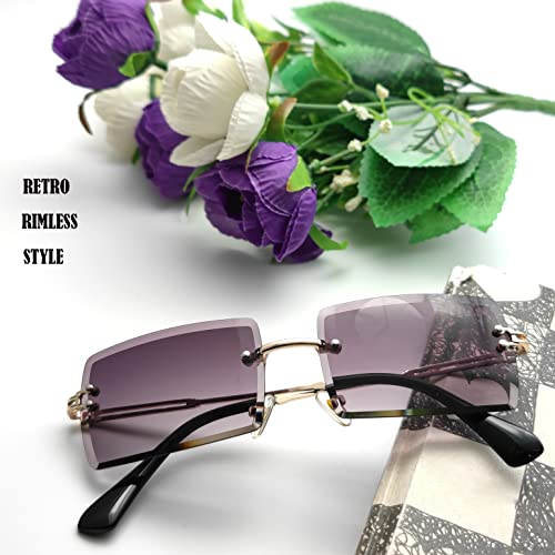Image of Rectangle Sunglasses for Women Men Fashion Retro Rimless Frameless Tinted Lens Sun Glasses Shades 2026 Stylish