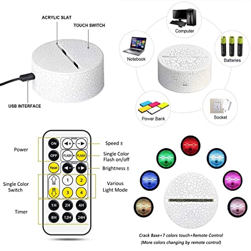 Colortown Owl Gift, 3D Night Light, 3D Illusion Lamp, 7 Color Change Decor Lamp with Remote, Dim, Timer, Gifts for Christmas Birthday Girls