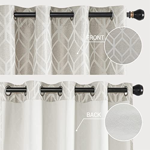 Topfinel Cream Jacquard Curtains 84 Inch Length Modern Decoration, Room Darkening Thermal Insulated Grommet Pattern Drapes For Living Room Bedroom, W52 X L84 Inches, 2 Panels #TOP4