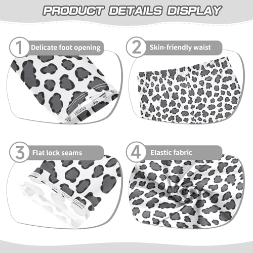 senya Girls Printed Leggings Yoga Pants Black and White Leopard for Kids in 4t to 10 Years, 4T3