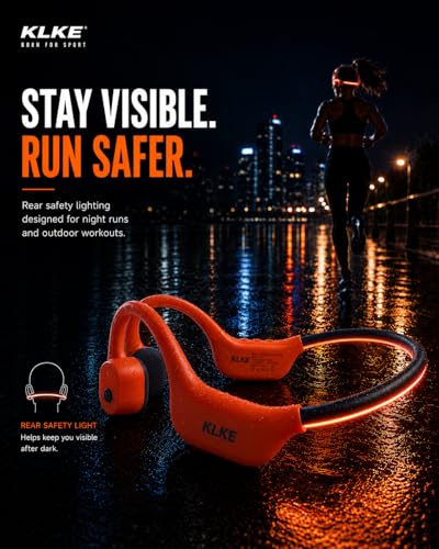 Image of Bone Conduction Headphones for Running with mic and Rear Safety Light