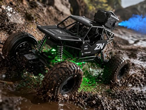 Image of Rock Master 4WD Remote Control Monster Truck | RC Rock Crawler for Kids with Smoke Effect | 2.4GHz High-Speed Control, Off-Road Suspension, LED Lights | Type-C Rechargeable Car