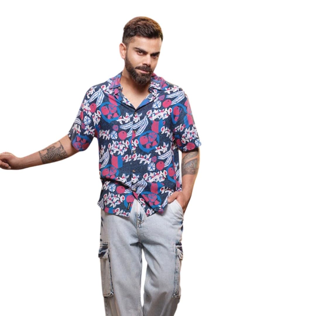 WROGN Men's Pure Cotton Shirt | All-Over Print | Regular Fit