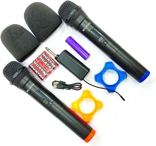 Wilsons Set of 2/ Dual Wireless Microphones, UHF Karaoke Dynamic mic with Type C Rechargeable Receiver 6.35mm Jack, 30-50 ... Price In India