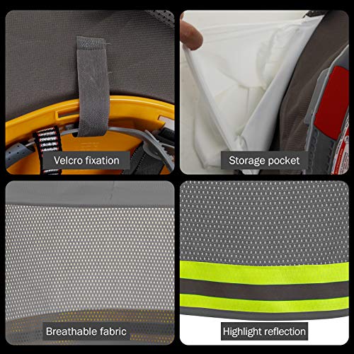 Lizmof Hard Hat Sun Shade, High Visibility Sun Visor Neck Shade With Reflective Strip, Hard Hat Accessories, Full Brim, Man& Woman (Hard Hat Not Included), Grey, 2 Pack #TOP2