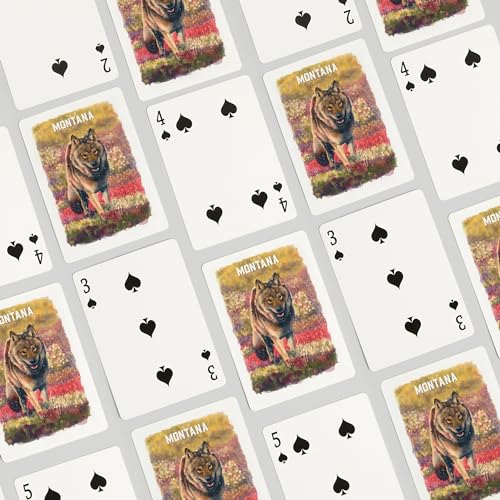 Lantern Press Montana, Estudio Acuarela Lobo Gris, 52 Cartas miniatura 4