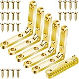 HINZIC 6 Pcs Small Hinges for Wooden Box 90 Degree Gold Wine Jewelry Box Hinge Chest Case Cabinet Hardware with 24 Screws