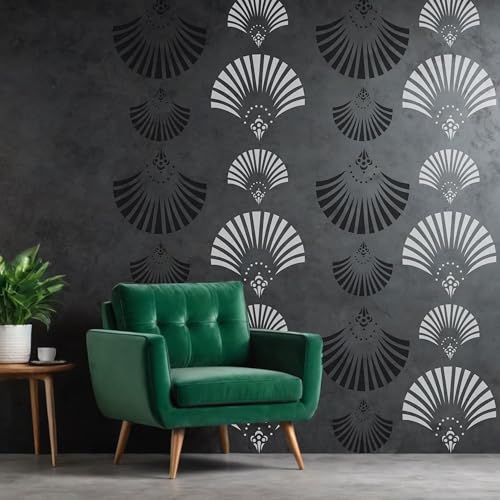 Image of Stencils for Wall Painting Light Burst Reusable Wall Stencils for Painting (16inch x 24inch)-DIY Reusable Design Suitable for Pooja Room, Home & Office (Pack of 1)