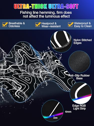 Image of Mouse Pad with Foldable Phone Holder & Wireless Charger, XXL RGB Gaming Mousepad 31.5 inchx15.8 inch Large Desk Mat for Keyboard, Black Desk Pad with Dual Qi Charging Station | 11 Colors 5 Modes | Waterproof