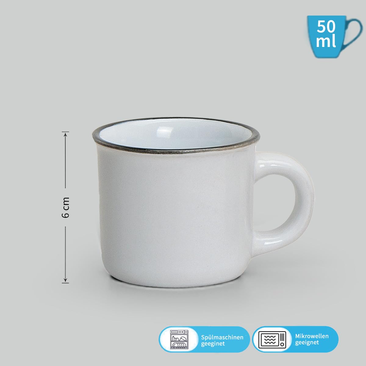 matches21 - Tazzine da caffè, effetto smaltato, 72 pezzi, 6,5 cm/120 ml