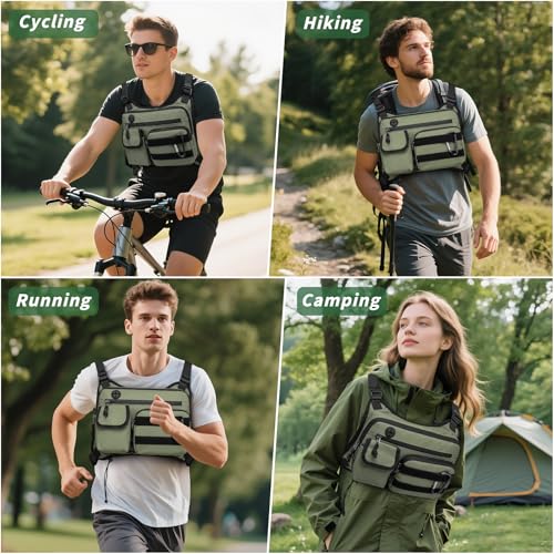 Chaleco para correr hombre y mujer con almacenamiento para entrenamiento verde 7
