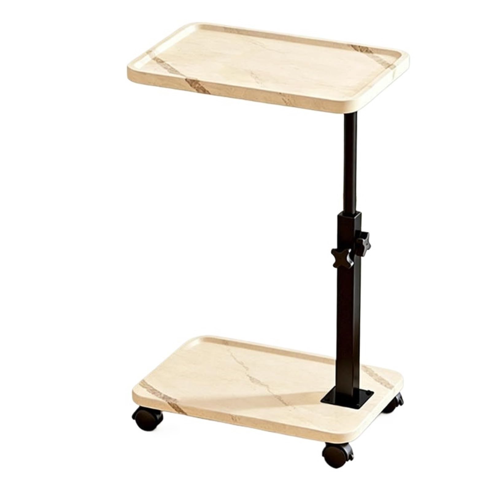 ZTHYSHOZ Side Table Roller Storage Rack Adjustable Table Mobile Small Coffee(White stone pattern color)