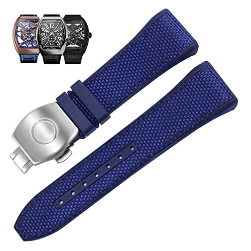 Bracelet montre 28mm silicone nylon premium pour Franck Muller V45 agate