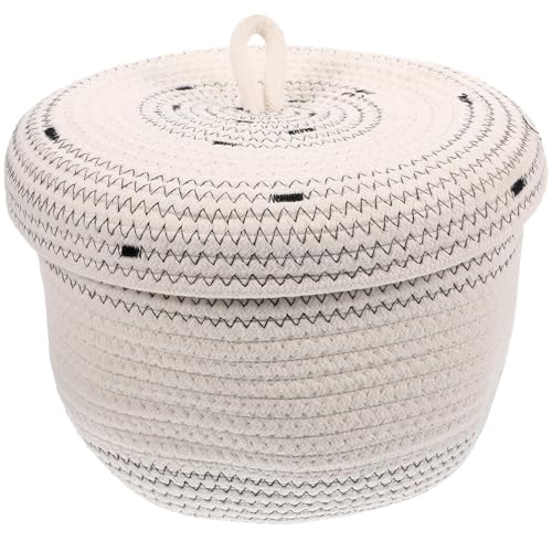 Cesta de cuerda de algodón con tapa para ocultar el desorden del baño y el bebé 2