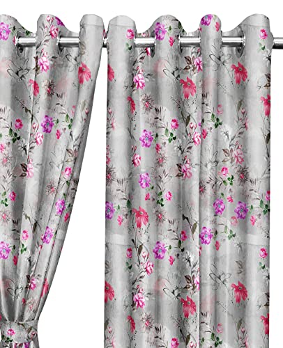 Image of Ultimate Trends 270 GSM Premium Room Darkening Curtains with Tie Back and Diamond Eyelets Set of 2 Panels (6 L x 4 W Feet, Grey)