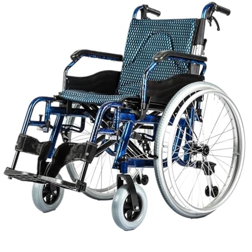 屋内屋外移動用車椅子 軽量折りたたみ式 ダブルブレーキ付き アルミ合金製 ポータブル手動車椅子 車椅子 (A)