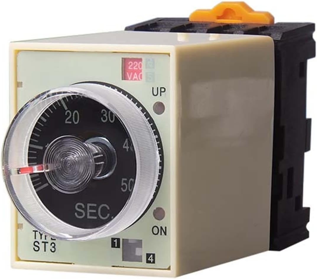 ST3PA-A Time Relay with Base Socket ST3P A-A/B/C/D/E/F/G AC 220V 110V 380V Power On Time Delay(A-C(5S 50S 5M 30M)